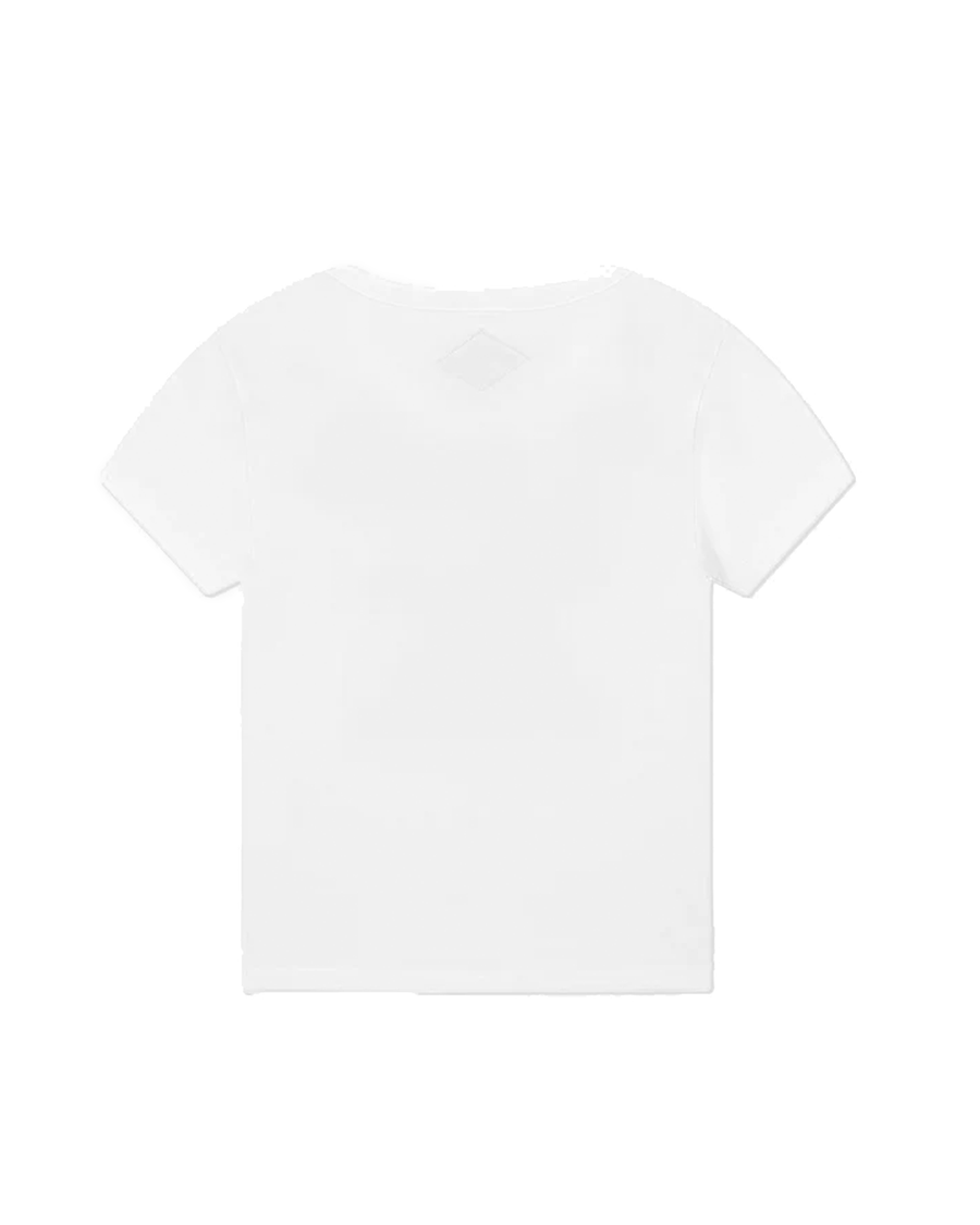 Vista lateral Camiseta Baby Look Nude Project Juicy Cherry Branca