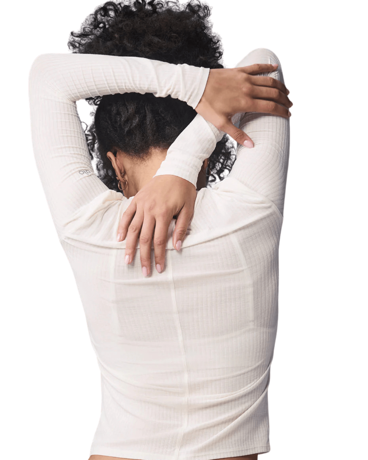 Camiseta Manga Longa Alo Yoga Ribbed Mesmerize Mock Neck Ivory Creme - Alo Yoga - 