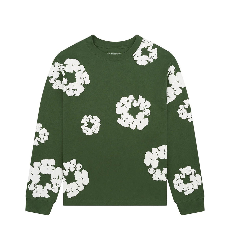 Camiseta Manga Longa Denim Tears Cotton Wreath Verde em verde original na LK Sneakers