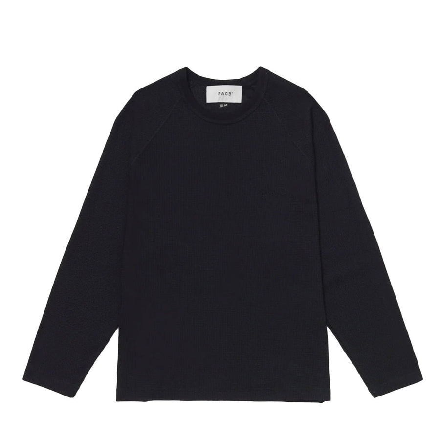 Camiseta Manga Longa Pace Relaxed Waffle Knit Preto em preto original na LK Sneakers