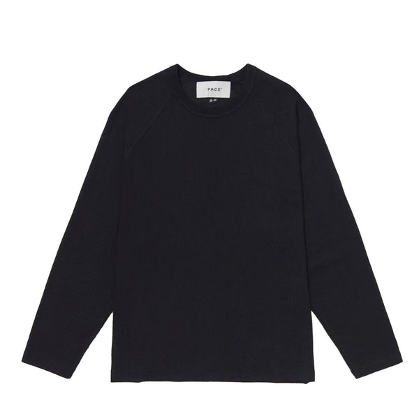 Camiseta Manga Longa Pace Relaxed Waffle Knit Preto | LK Sneakers