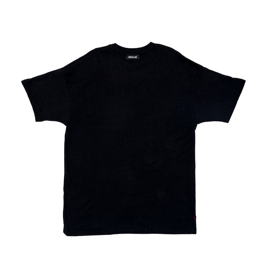 Vista lateral Camiseta Oversized Dane-se Pare, Respire Preto