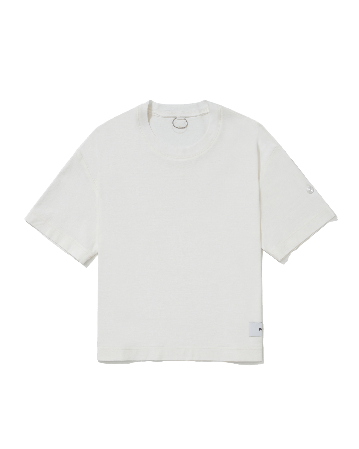 Camiseta Pace Pattern White Branco com padrão minimalista, vista frontal.