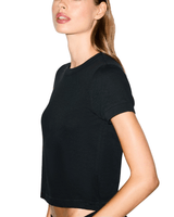 Vista superior Camiseta Skims Baby Tee Worn in Jersey Onyx Preto