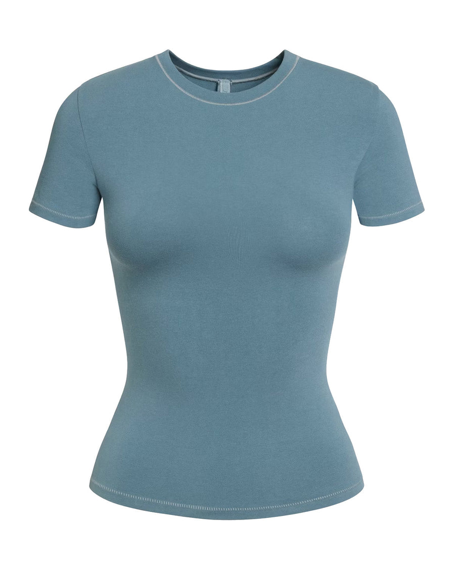 Vista lateral Camiseta Skims Cotton Jersey Kyanite Azul