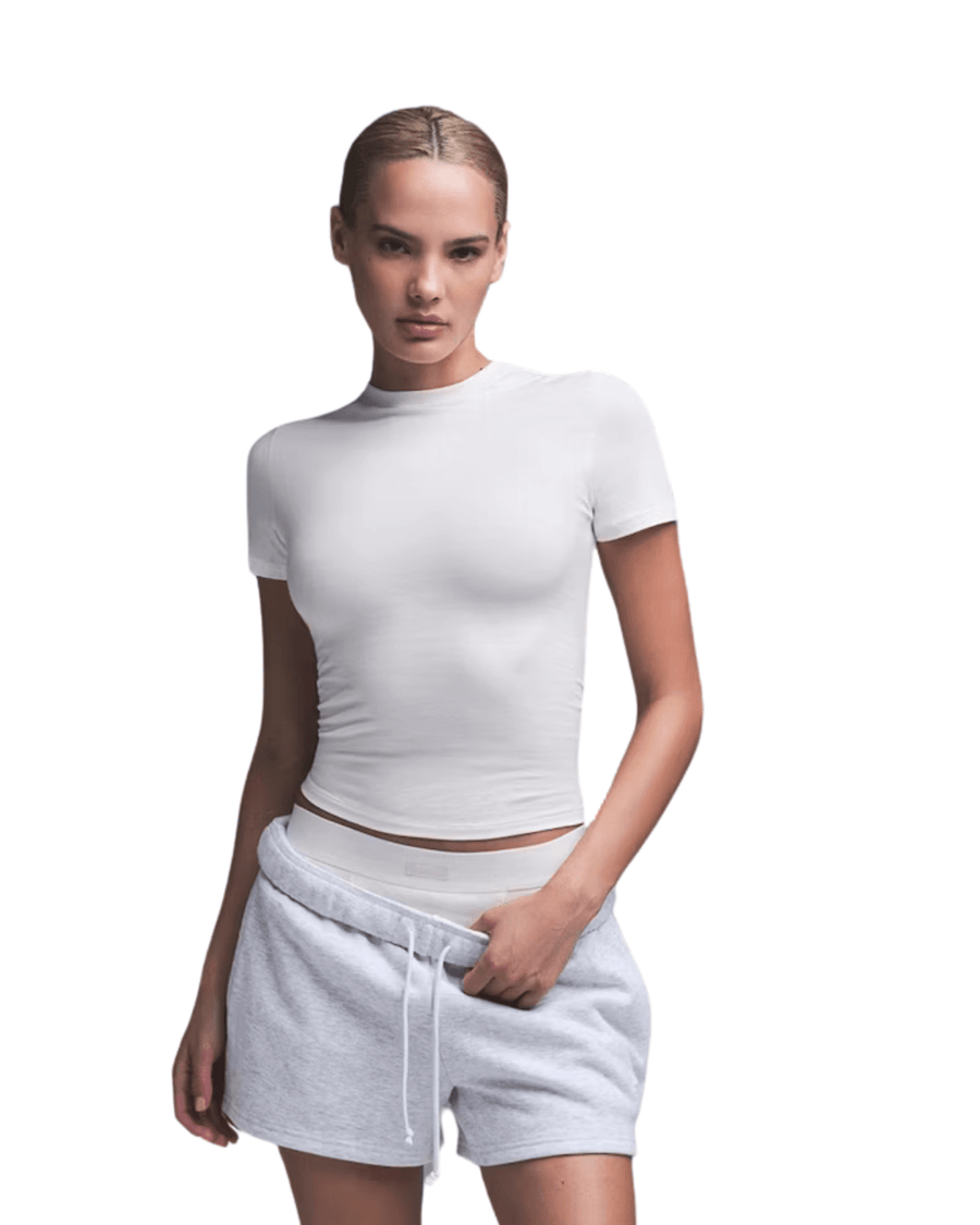 Vista lateral Camiseta Skims Cotton Jersey Marble Branco