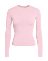 Vista lateral Camiseta Skims Manga Longa Cotton Jersey Halite Rosa