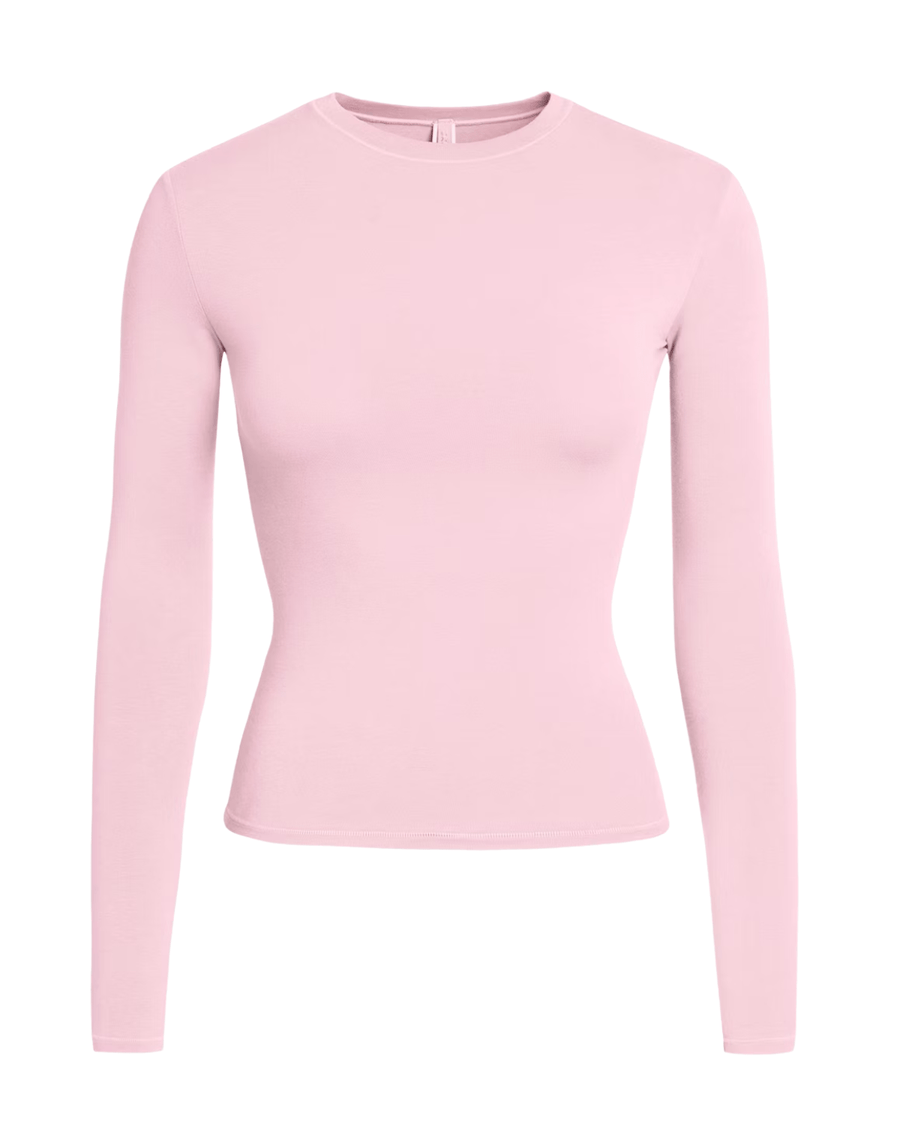 Vista lateral Camiseta Skims Manga Longa Cotton Jersey Halite Rosa