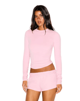 Camiseta Skims Manga Longa Cotton Jersey Halite Rosa em rosa original na LK Sneakers