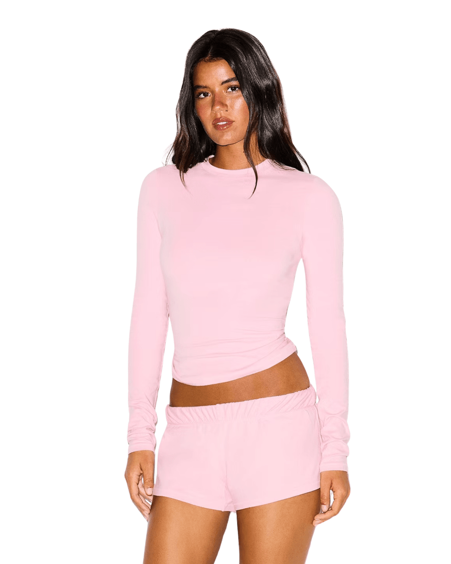 Camiseta Skims Manga Longa Cotton Jersey Halite Rosa em rosa original na LK Sneakers