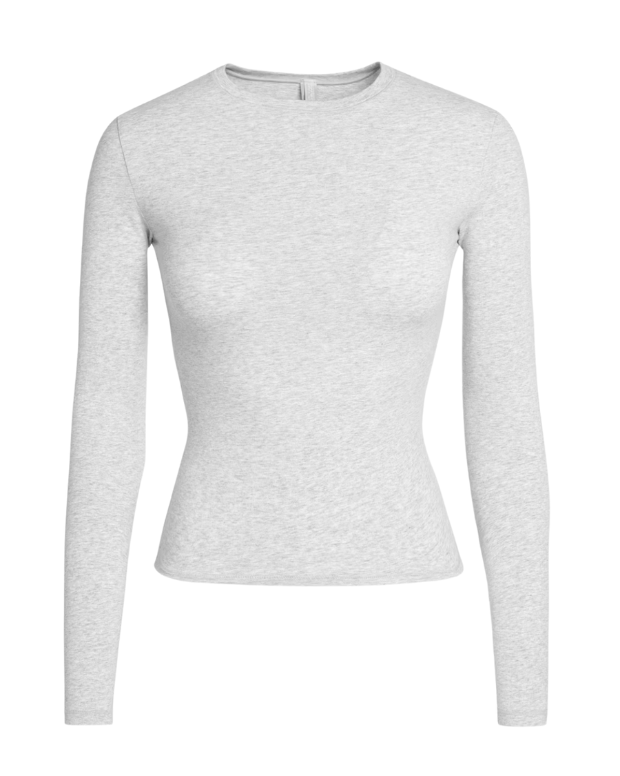 Vista lateral Camiseta Skims Manga Longa Cotton Jersey Light Heather Grey Cinza