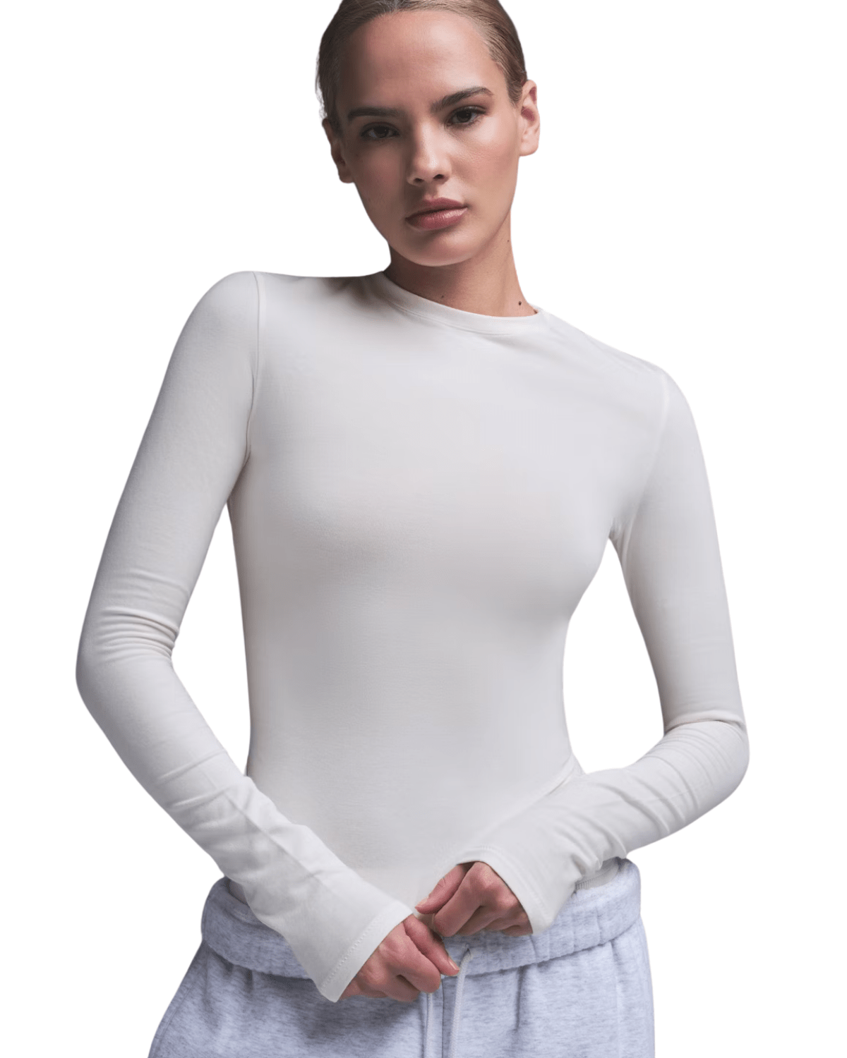 Camiseta Skims Manga Longa Cotton Jersey Marble Branco