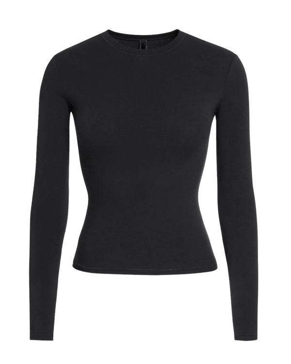 Camiseta Skims Manga Longa Cotton Jersey Soot Preto