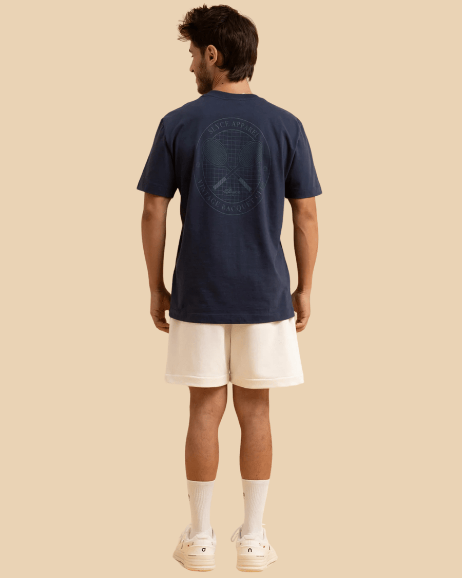 Vista frontal Camiseta Slyce Racquet Club Azul Marinho