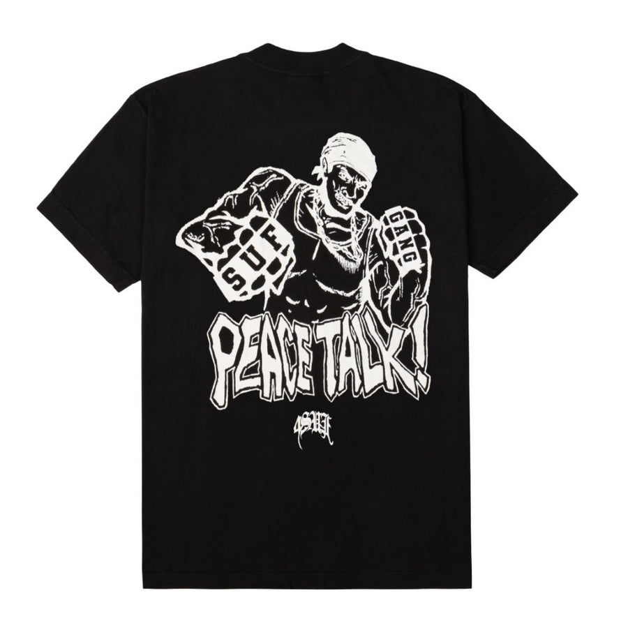 Vista lateral Camiseta Sufgang Peace Talk Preto