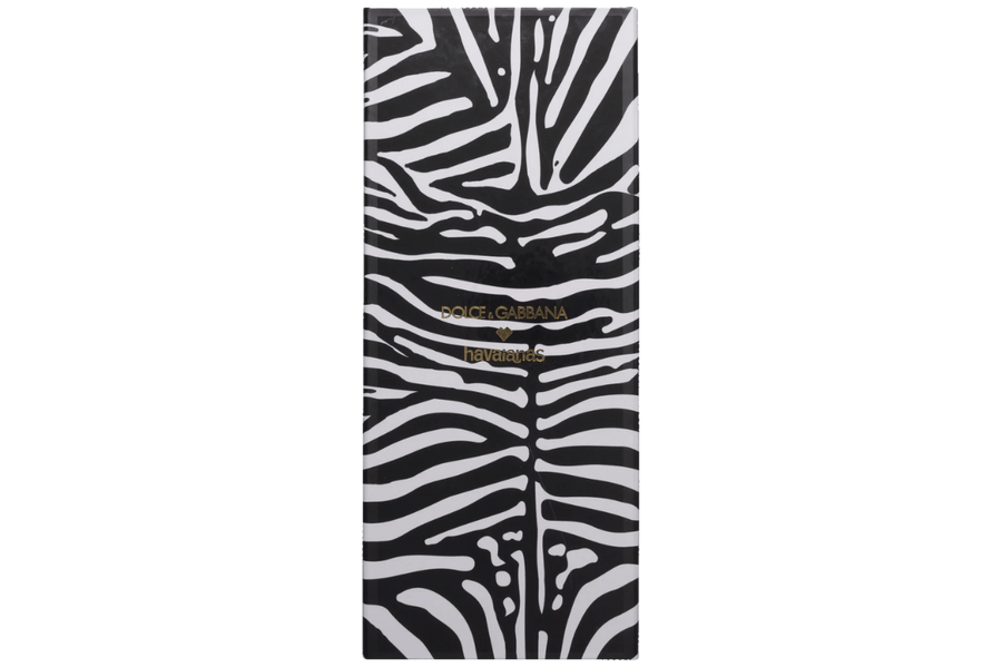 Vista em detalhe Chinelo Havaianas Top Dolce & Gabbana Faux Fur Zebra Preto