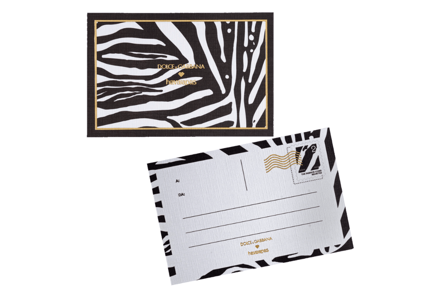 Vista na caixa Chinelo Havaianas Top Dolce & Gabbana Faux Fur Zebra Preto