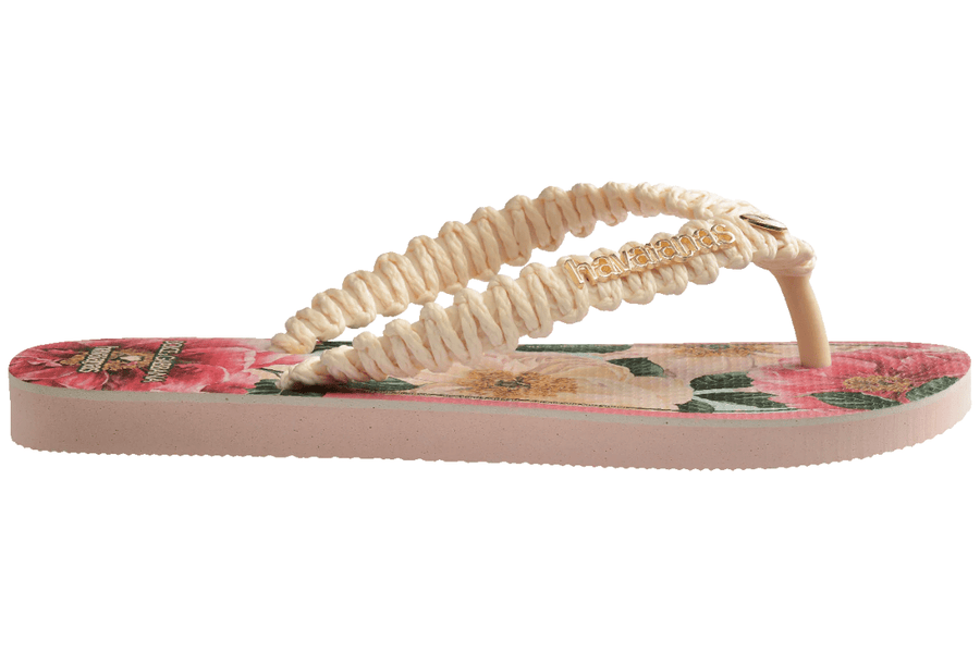 Vista lateral Chinelo Havaianas Top Dolce & Gabbana Florals Rosa