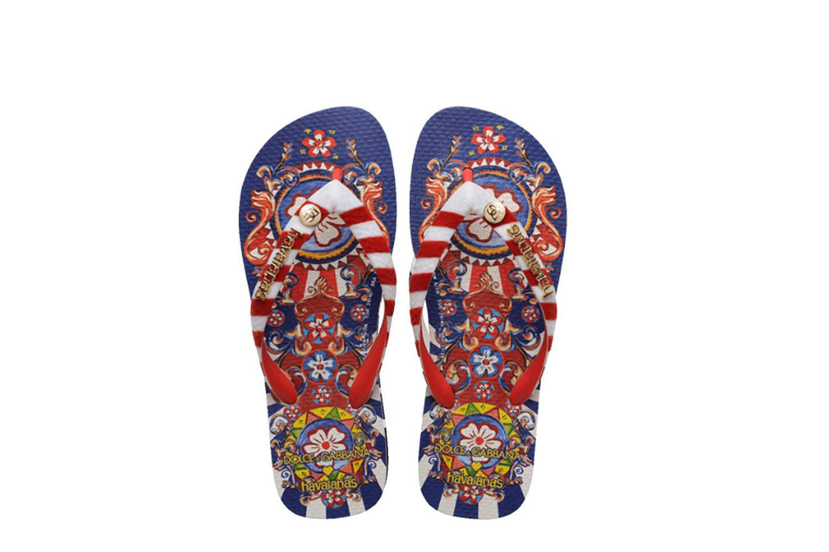 Chinelo Havaianas x Dolce & Gabbana Carreto Ciciliano Vermelho