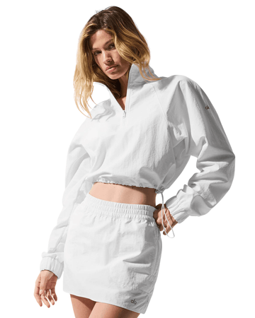 Cropped Alo Yoga 1/4 Zip Alumni Pullover Branco - Alo Yoga - W3660R_01 - 1