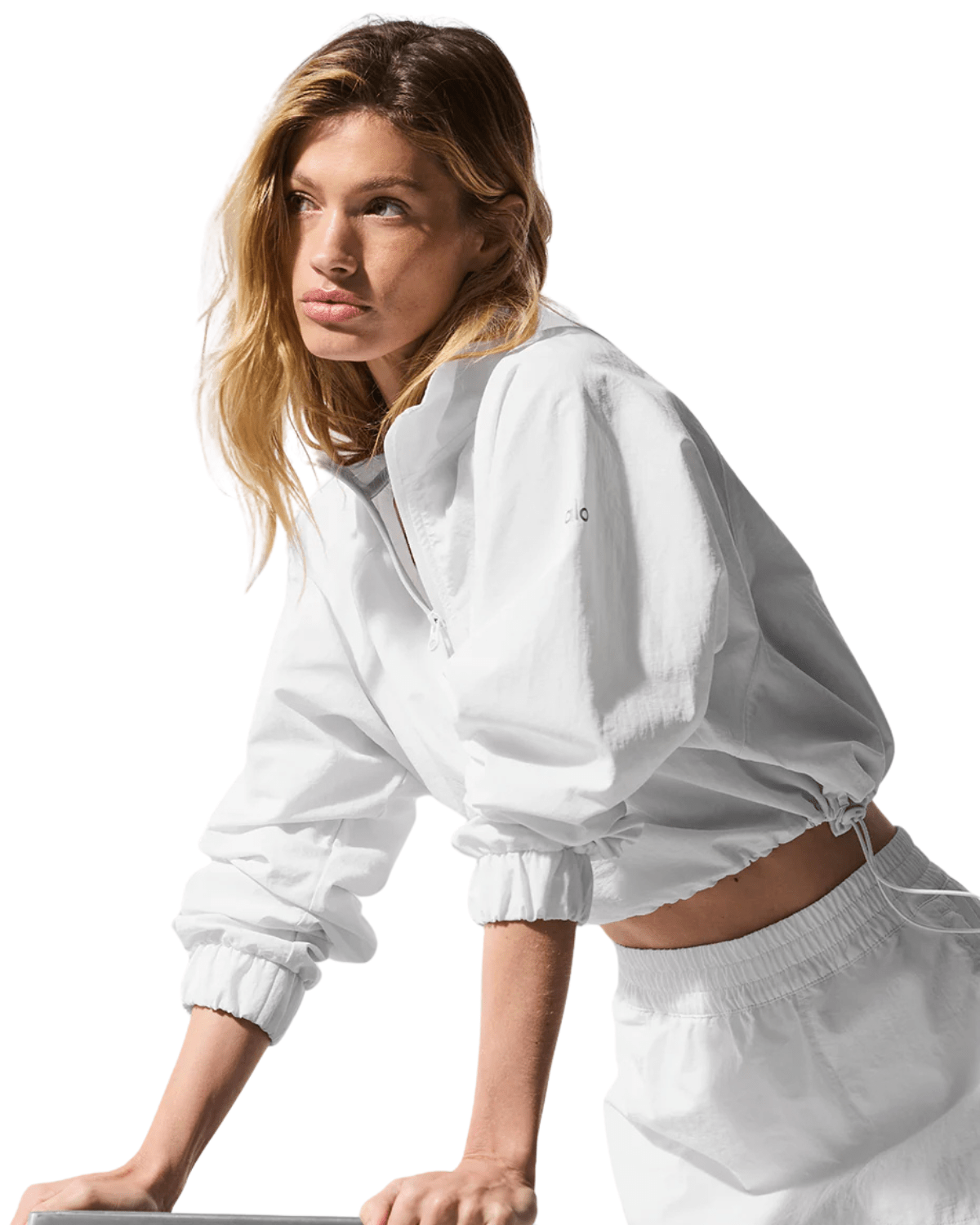 Cropped Alo Yoga 1/4 Zip Alumni Pullover Branco - LK