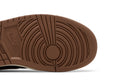 Close ponta da sola marrom do tênis Wmns Air Jordan 1 Low Archaeo Brown