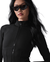 Vista lateral Jaqueta Alo Yoga Airbrush Corset Full Zip Black Preto