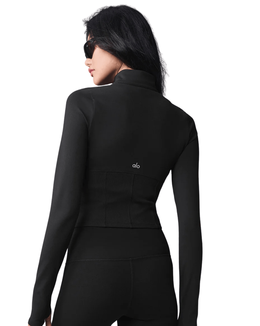 Vista traseira Jaqueta Alo Yoga Airbrush Corset Full Zip Black Preto