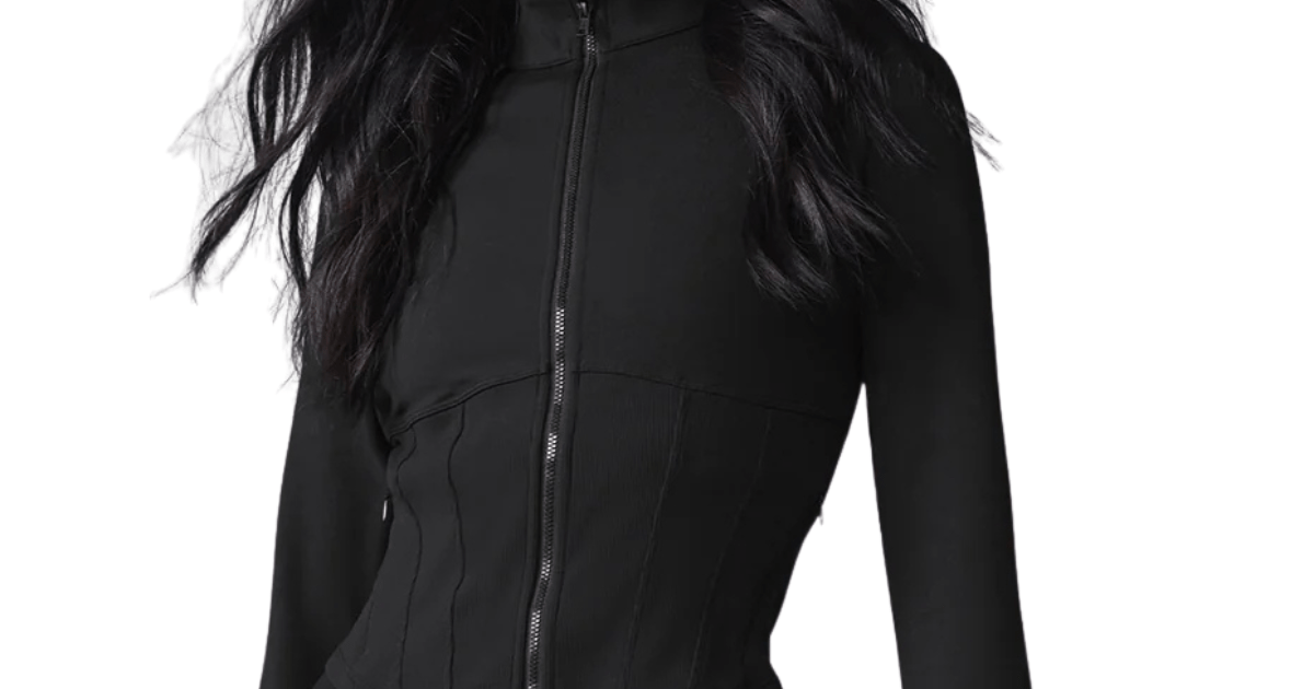 Jaqueta Alo Yoga Airbrush Corset Full Zip Black Preto - LK