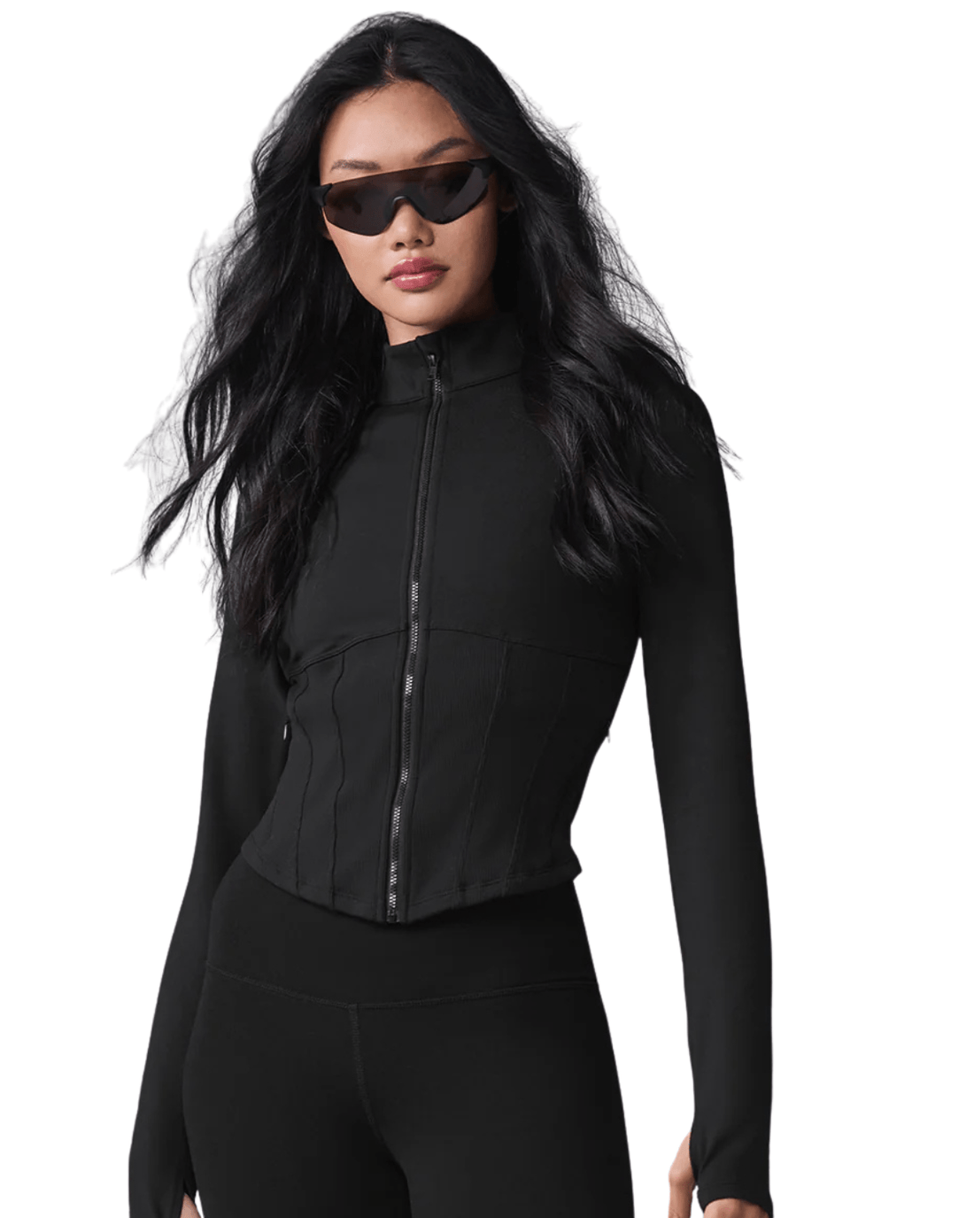 Jaqueta Alo Yoga Airbrush Corset Full Zip Black Preto - Alo Yoga - w4530r - 1