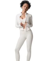 Vista traseira Jaqueta Alo Yoga Airbrush Corset Full Zip Ivory Creme