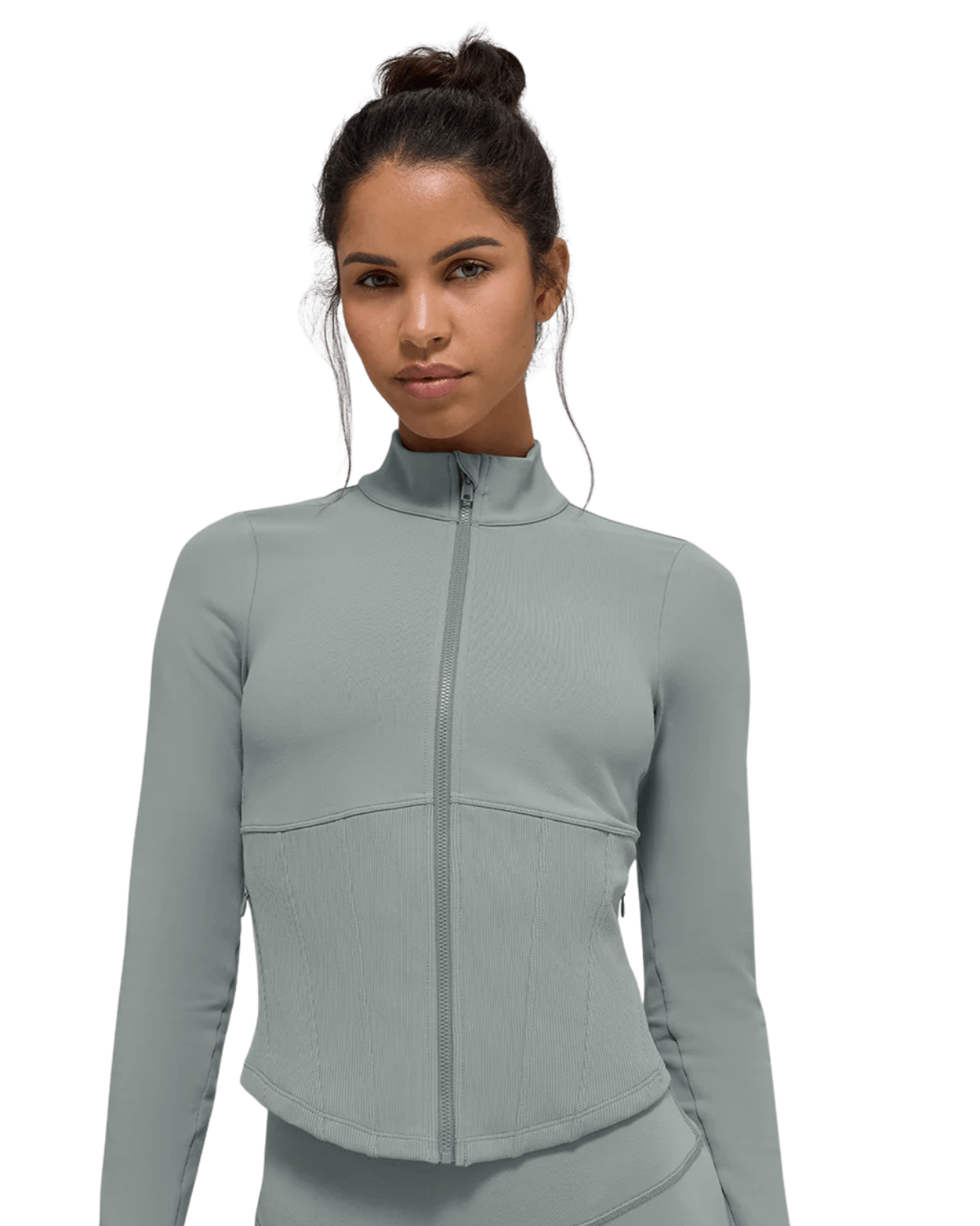 Jaqueta Alo Yoga Airbrush Corset Full Zip Lunar Grey Cinza por R