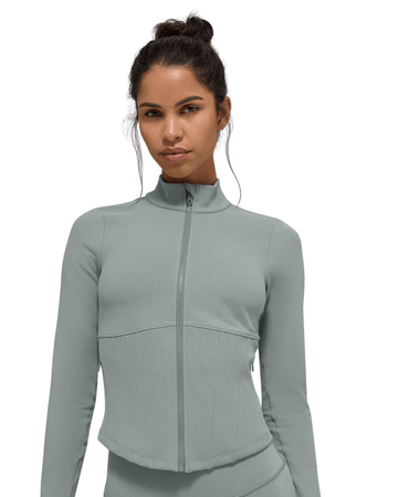 Jaqueta Alo Yoga Airbrush Corset Full Zip Lunar Grey Cinza - Alo Yoga - w4529r - 1