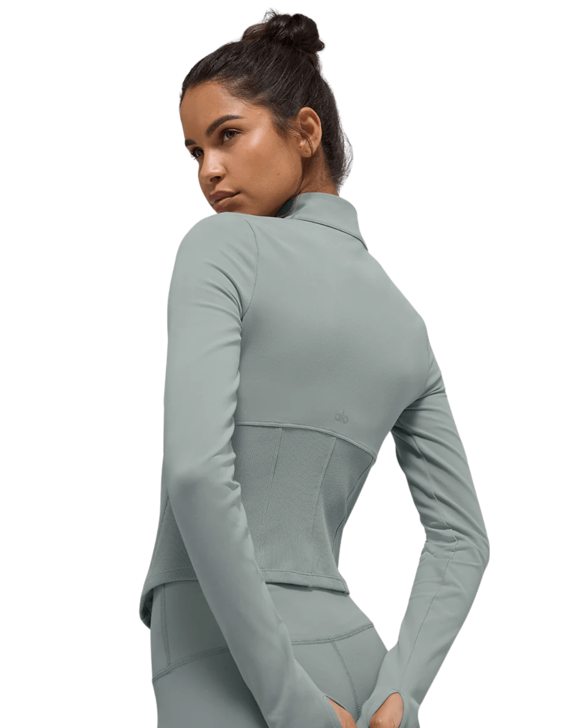 Jaqueta Alo Yoga Airbrush Corset Full Zip Lunar Grey Cinza - Alo Yoga - w4529r - 1