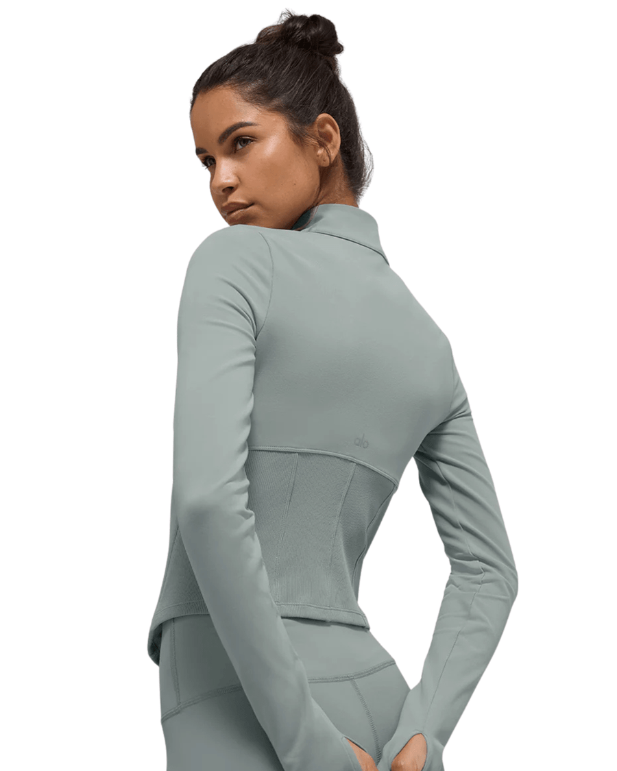 Jaqueta Alo Yoga Airbrush Corset Full Zip Lunar Grey Cinza por R