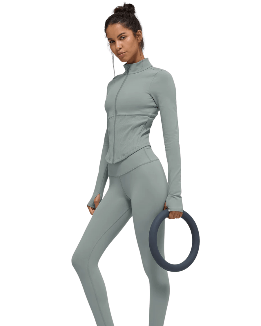 Jaqueta Alo Yoga Airbrush Corset Full Zip Lunar Grey Cinza por R