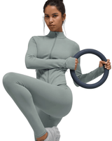 Vista lateral Jaqueta Alo Yoga Airbrush Corset Full Zip Lunar Grey Cinza