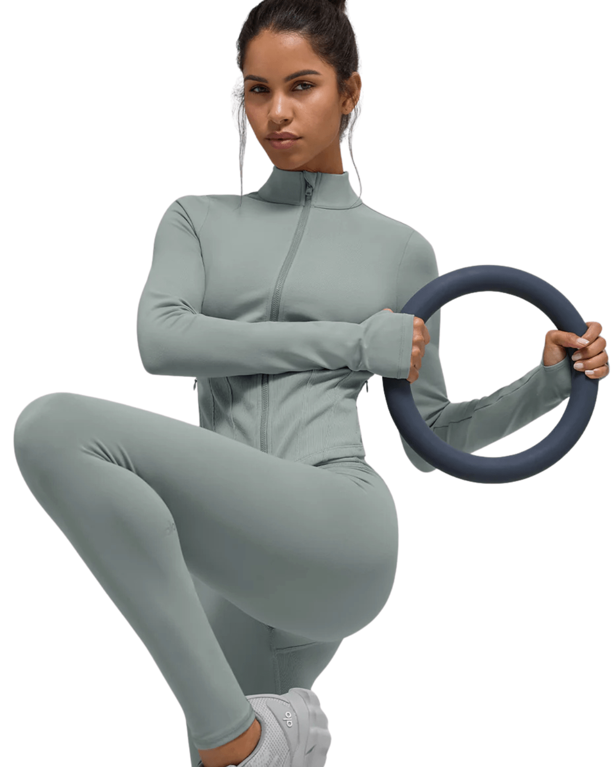 Jaqueta Alo Yoga Airbrush Corset Full Zip Lunar Grey Cinza - Alo Yoga - w4529r - 1