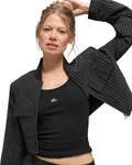 Jaqueta Alo Yoga Cropped Pinstripe Main Character Full Zip Black/Titanium Preto - Alo Yoga - w4706r - 1