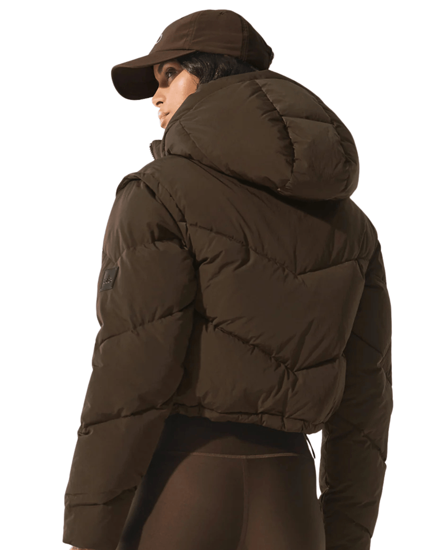 Vista traseira Jaqueta Alo Yoga Glacier Puffer Espresso Marrom
