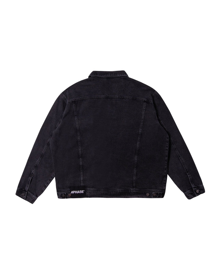 Vista lateral Jaqueta Aphase Relaxed Denim- Black Preto