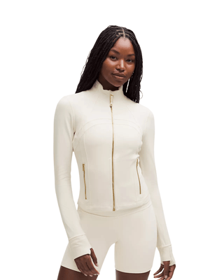Jaqueta Lululemon Define Cropped Nulu Light Ivory/Gold/Gold Off White