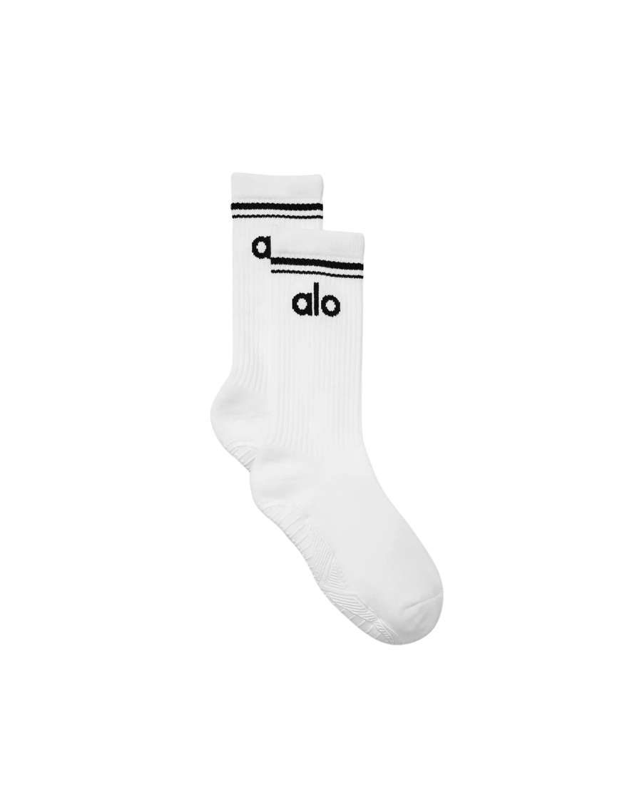 Meia Alo Yoga Throwback Barre Branca original na LK Sneakers