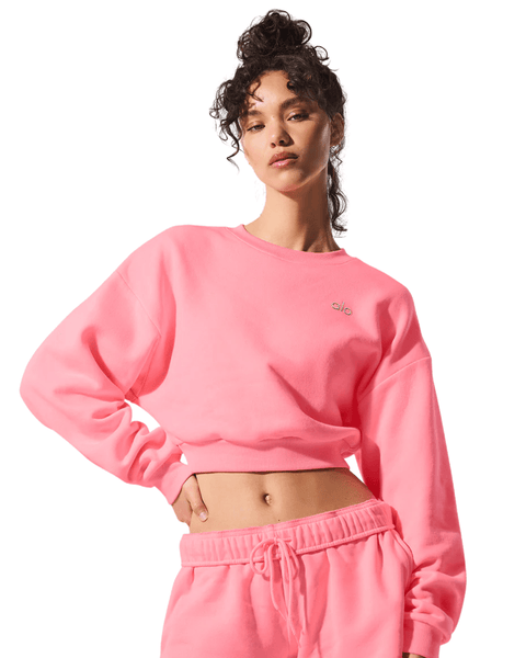 Aloha♡ Moletom Alo Yoga Cropped Accolade Neon Bubblegum - LK