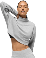 Moletom Alo Yoga Cropped Serenity Coverup Athletic Heather Grey Cinza em cinza original na LK Sneakers