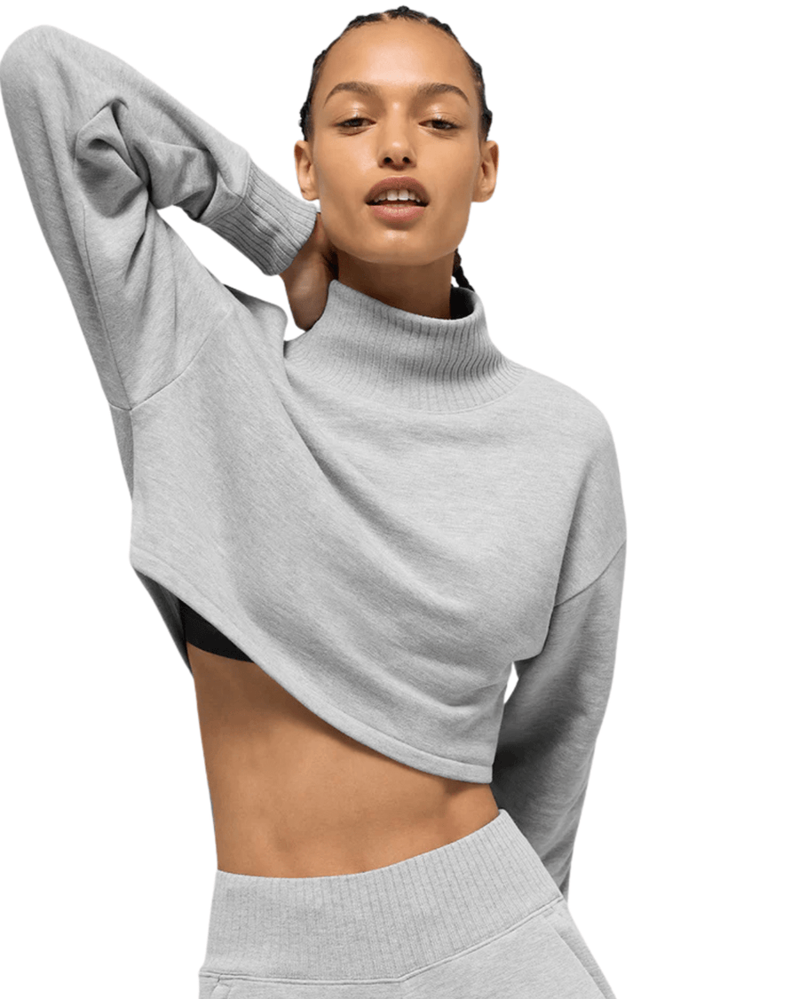 Moletom Alo Yoga Cropped Serenity Coverup Athletic Heather Grey