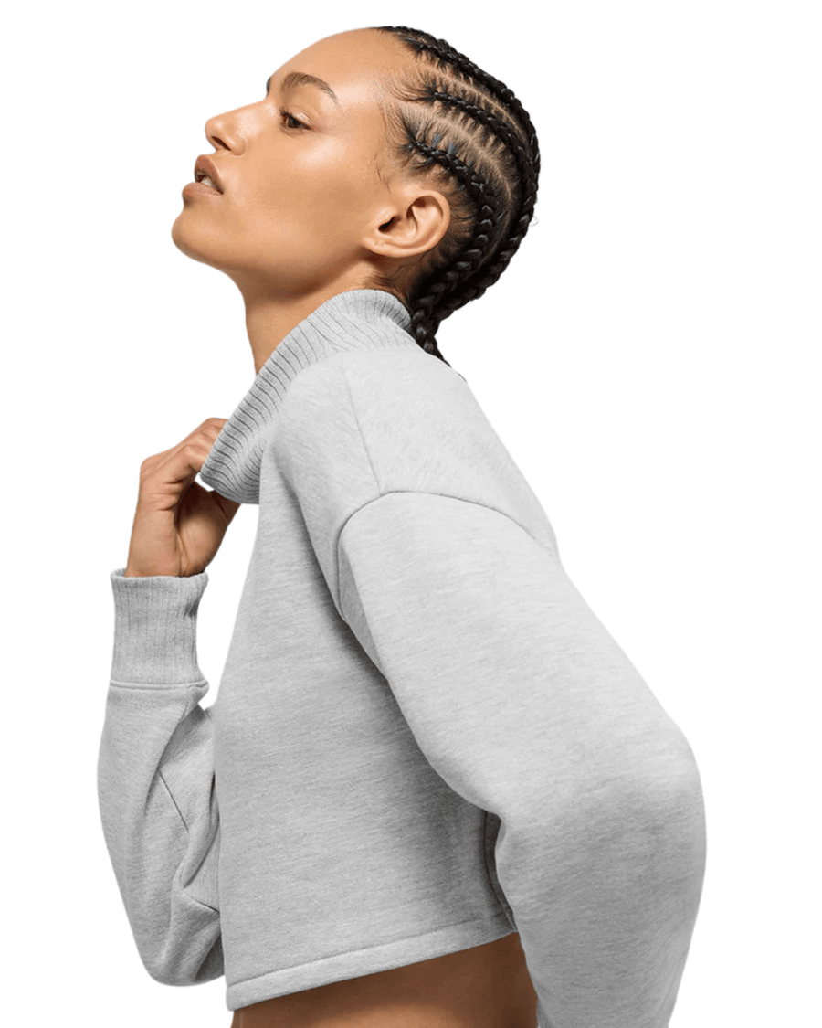 Vista traseira Moletom Alo Yoga Cropped Serenity Coverup Athletic Heather Grey Cinza