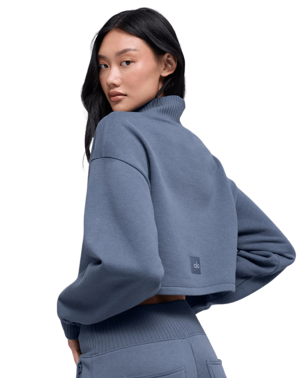 Moletom Alo Yoga Cropped Serenity Coverup Bluestone Azul