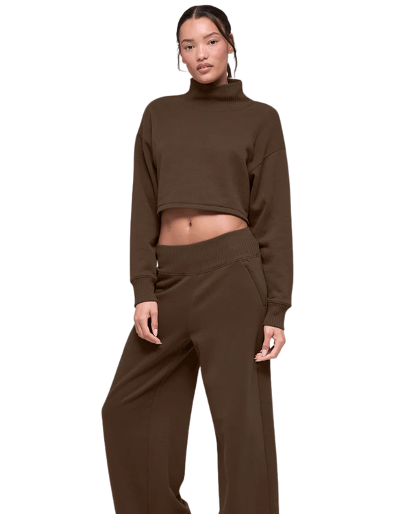 Moletom Alo Yoga Cropped Serenity Coverup Espresso Marrom