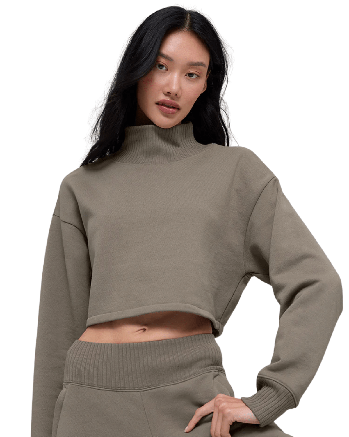 Moletom Alo Yoga Cropped Serenity Coverup Light Cocoa Bege
